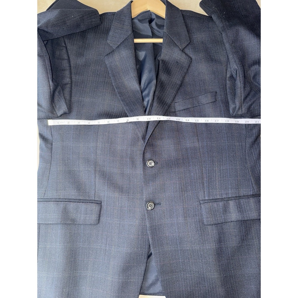 Lauren Ralph Lauren 100% Wool Herringbone Blue Blazer Size 42S - Picture 10 of 16